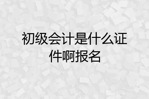 初级会计是什么证件啊报名
