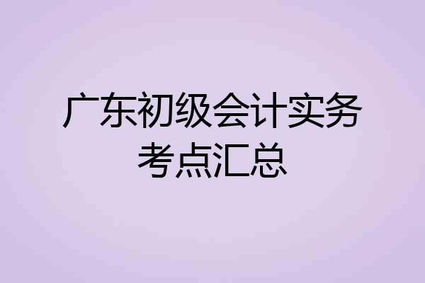 广东初级会计实务考点汇总