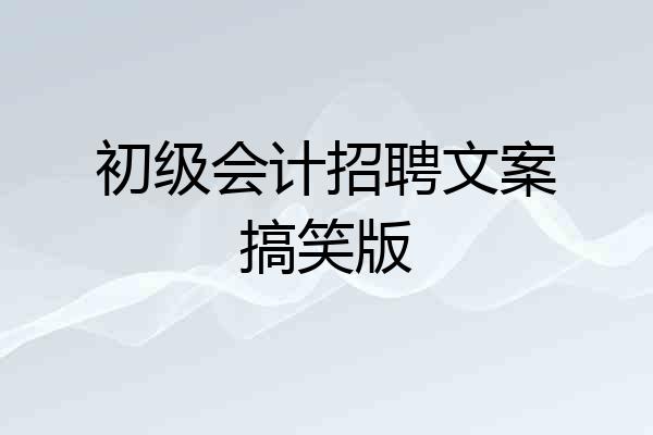初级会计招聘文案搞笑版