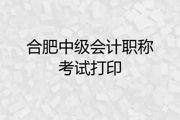 合肥中级会计职称考试打印