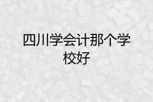 四川学会计那个学校好