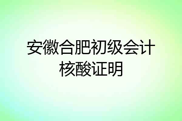 安徽合肥初级会计核酸证明