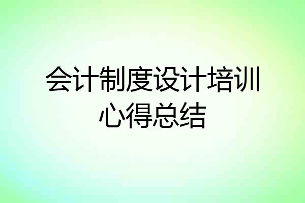 会计制度设计培训心得总结
