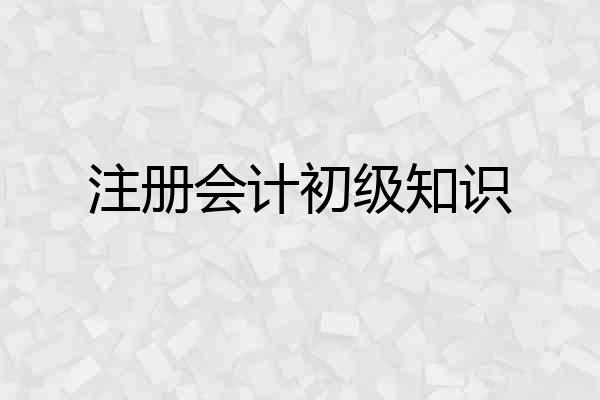 注册会计初级知识