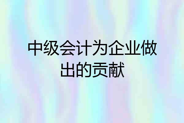 中级会计为企业做出的贡献
