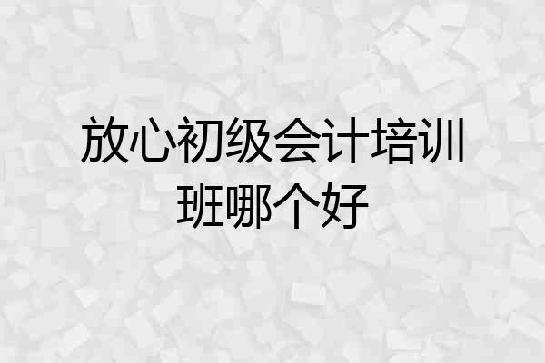放心初级会计培训班哪个好