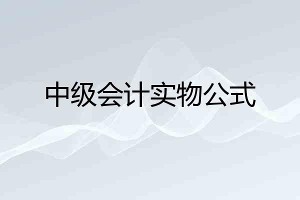 中级会计实物公式