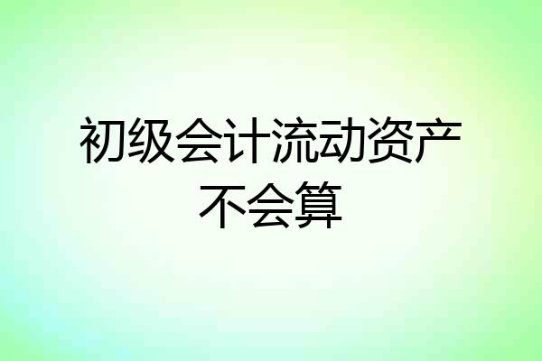 初级会计流动资产不会算