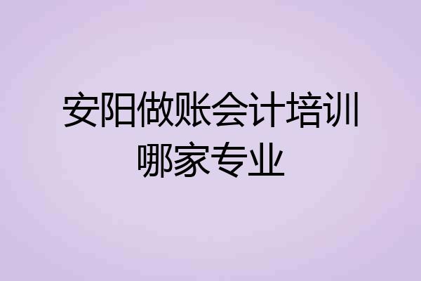 安阳做账会计培训哪家专业