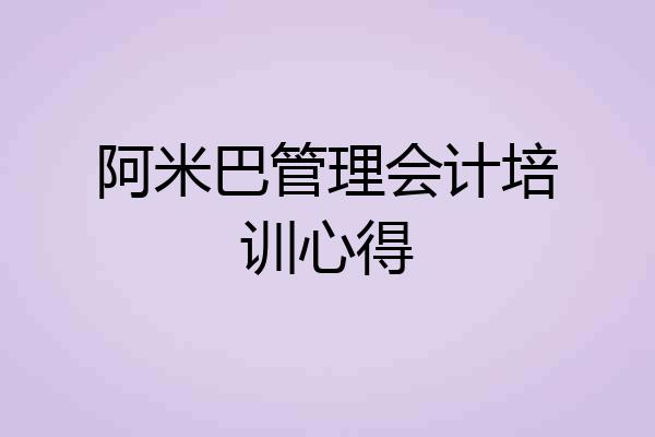 阿米巴管理会计培训心得