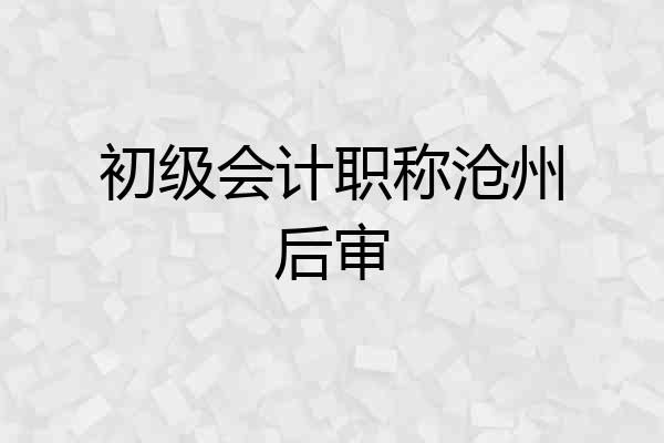 初级会计职称沧州后审