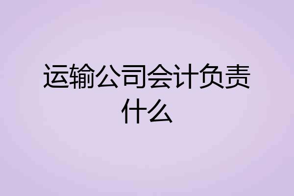 运输公司会计负责什么