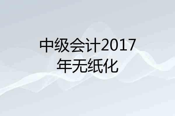 中级会计2017年无纸化