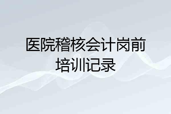 医院稽核会计岗前培训记录