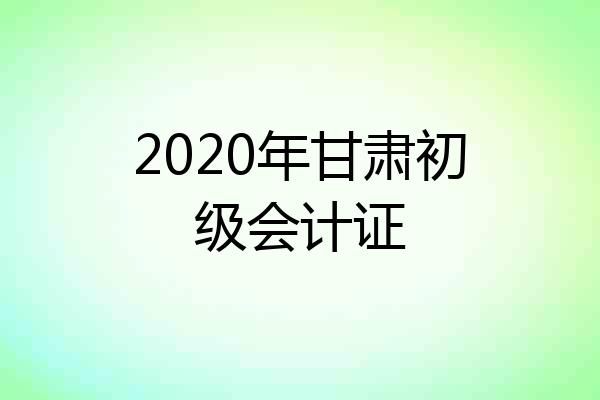 2020年甘肃初级会计证