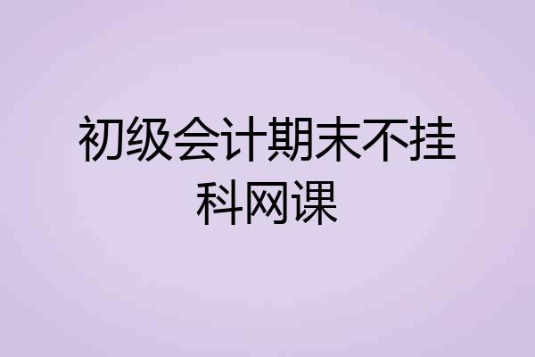 初级会计期末不挂科网课