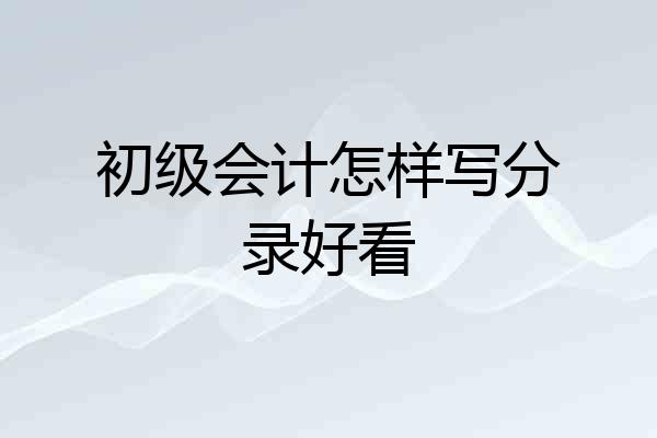 初级会计怎样写分录好看