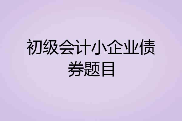 初级会计小企业债券题目