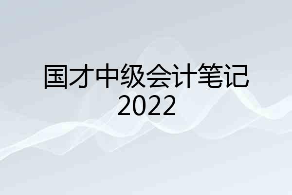 国才中级会计笔记2022