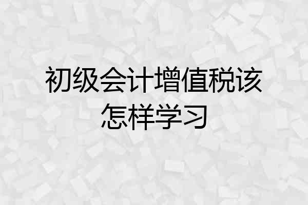 初级会计增值税该怎样学习