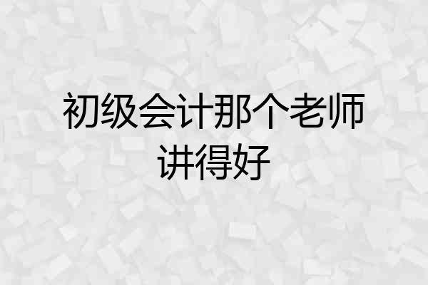 初级会计那个老师讲得好
