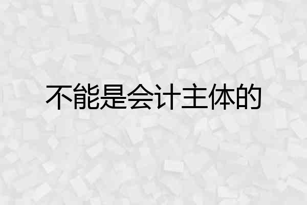 不能是会计主体的