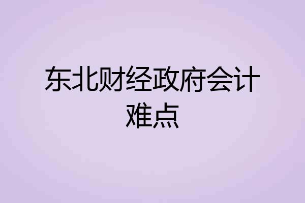 东北财经政府会计难点