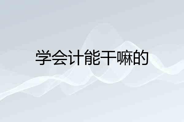 学会计能干嘛的