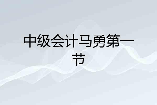 中级会计马勇第一节