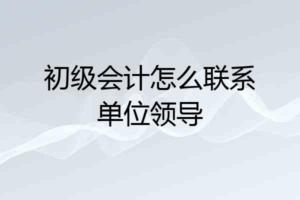 初级会计怎么联系单位领导