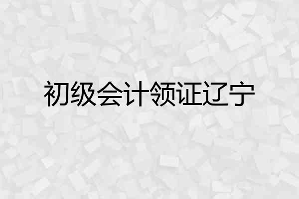 初级会计领证辽宁