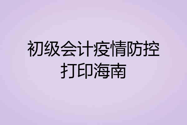 初级会计疫情防控打印海南