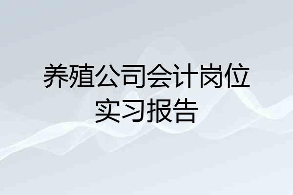 养殖公司会计岗位实习报告