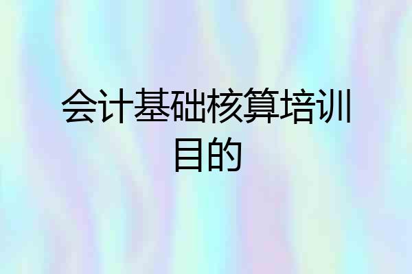 会计基础核算培训目的