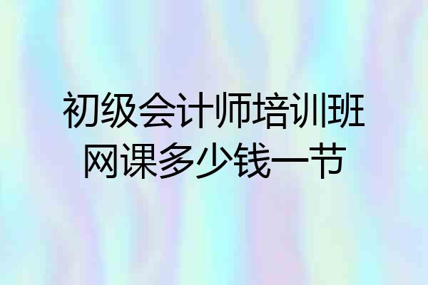 初级会计师培训班网课多少钱一节