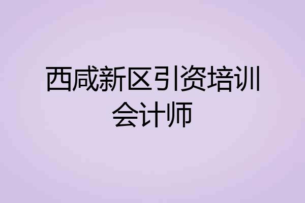 西咸新区引资培训会计师