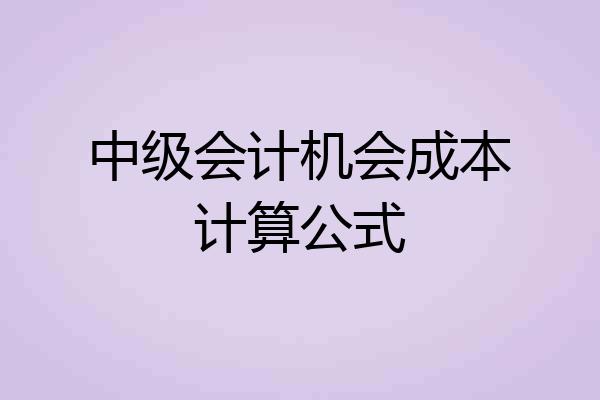 中级会计机会成本计算公式