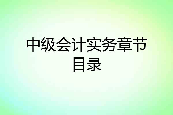 中级会计实务章节目录