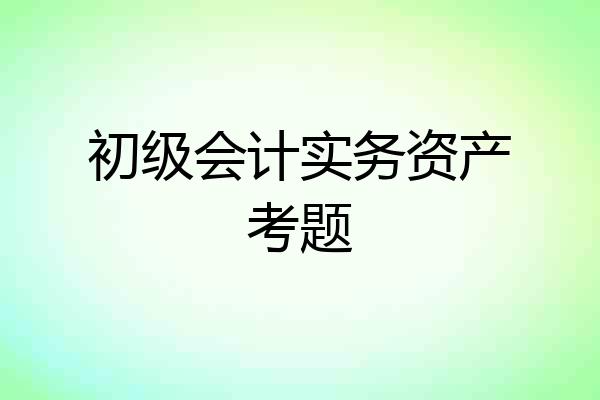 初级会计实务资产考题