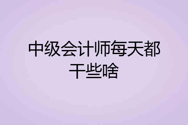 中级会计师每天都干些啥