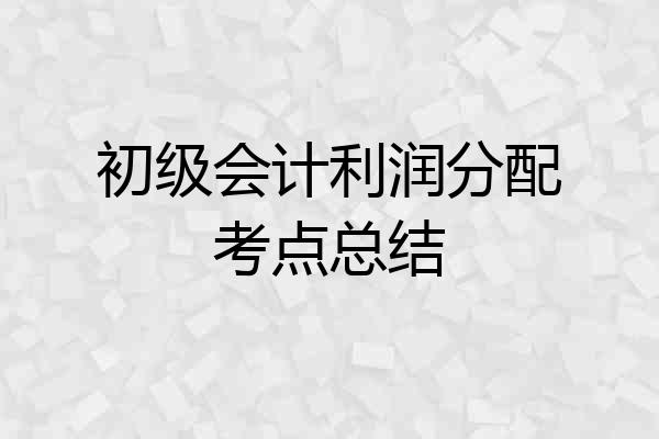 初级会计利润分配考点总结
