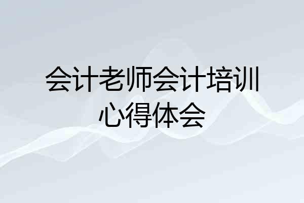 会计老师会计培训心得体会