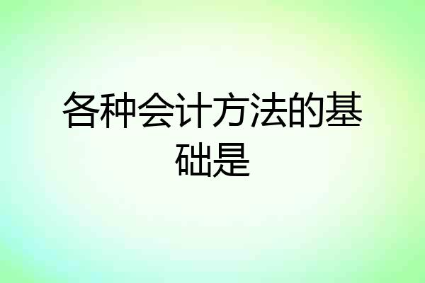 各种会计方法的基础是
