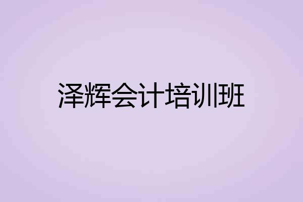 泽辉会计培训班