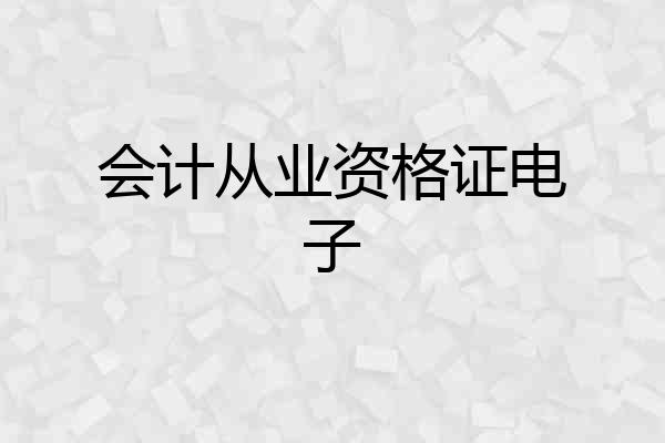 会计从业资格证电子