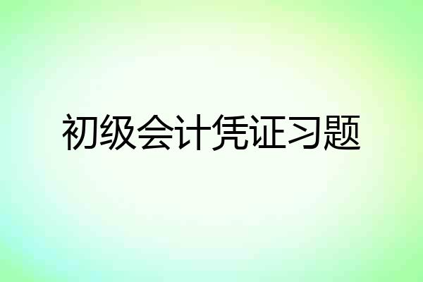 初级会计凭证习题