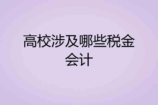 高校涉及哪些税金会计