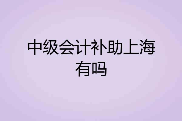 中级会计补助上海有吗