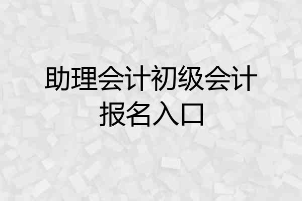 助理会计初级会计报名入口