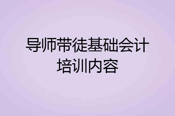 导师带徒基础会计培训内容